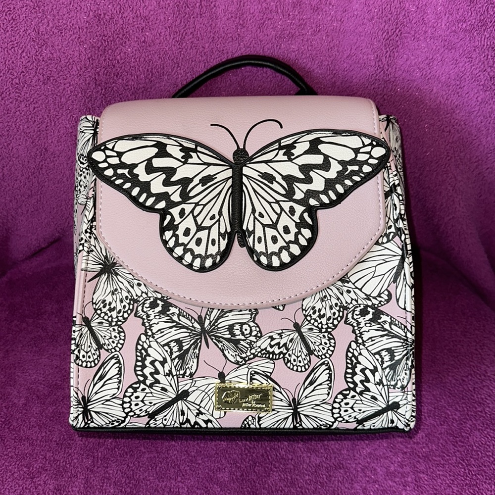 NWOT Betsey Johnson Mini Backpack ‘Luv Betsey’ Butterflies